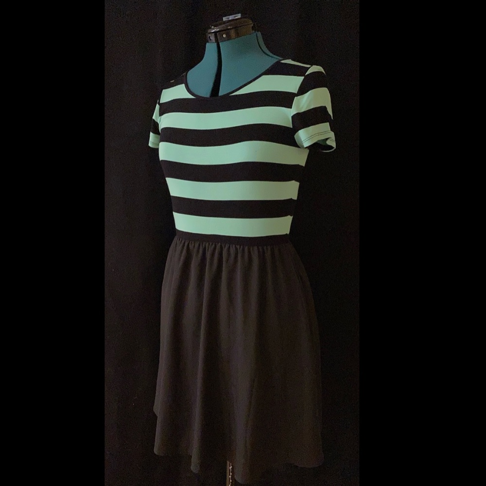 Teal and Black Striped Dress